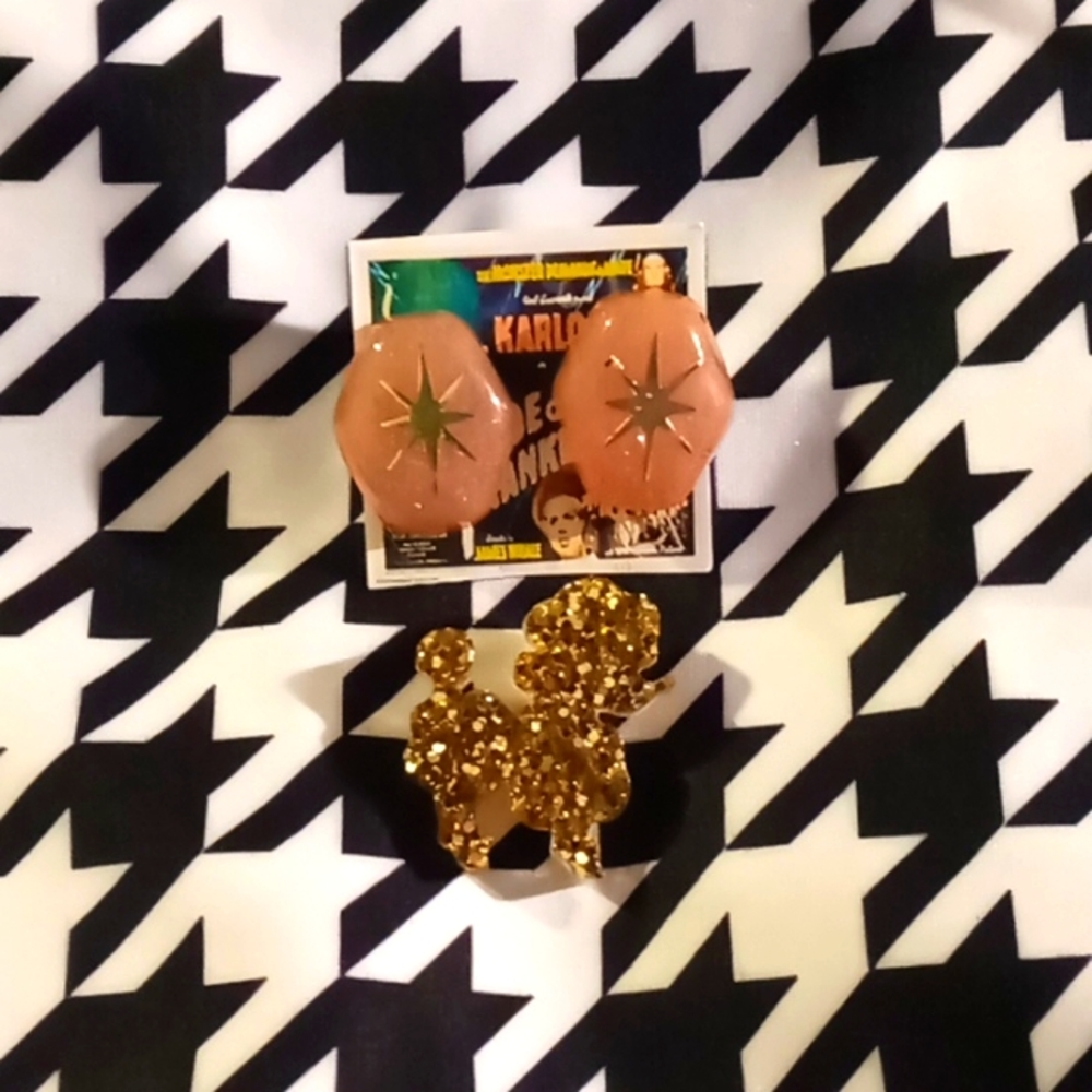 ❤️ Midcentury Rockabilly poodle Broach set